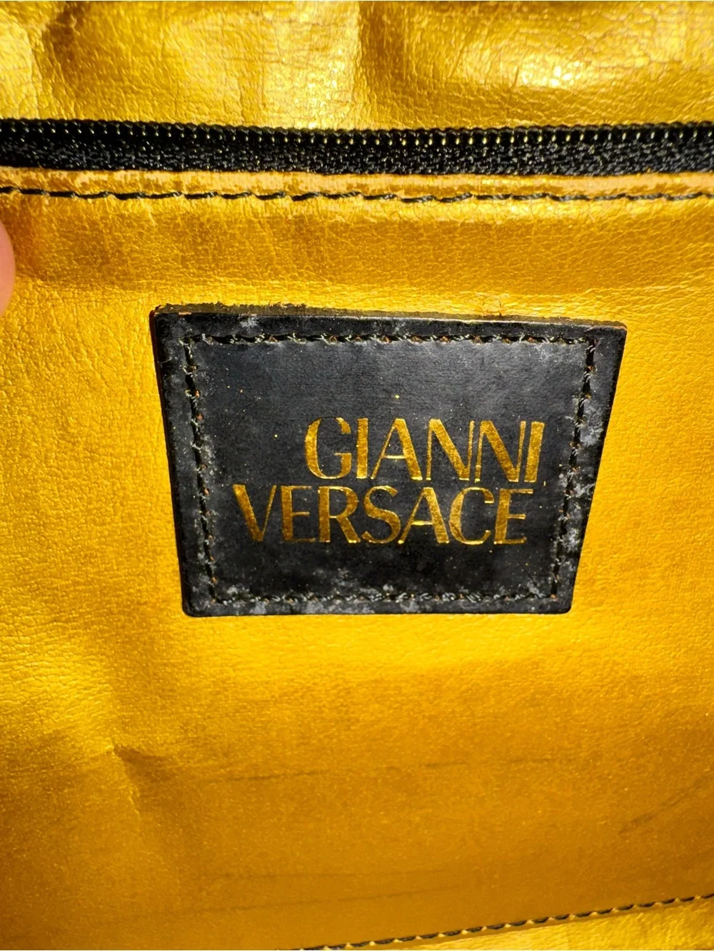 Versace Yellow Baroque & Leopard Print Satchel with Black Handle